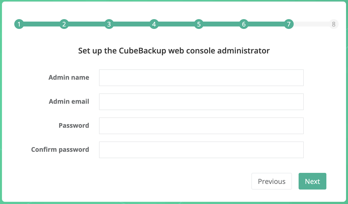 Step 7. Set up the CubeBackup web console administrator